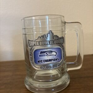 NFL 2005 Seattle Seahawks NFC Champions 16 oz Glass Mug Super Bowl Bound